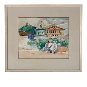 Circa 1920s Southwestern Watercolor by Gene Frances McComas, Probably Santa Fe