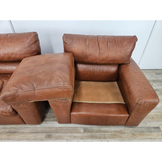 Osaka Brown Leather Armchairs by Moroso, 1980, Set of 2 For Sale - Image 16 of 18