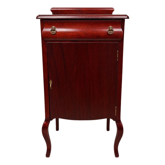 Antique Edwardian Mahogany Sheet Music Cabinet | Original Brass Hardware | Vintage Music Storage Cabinet For Sale