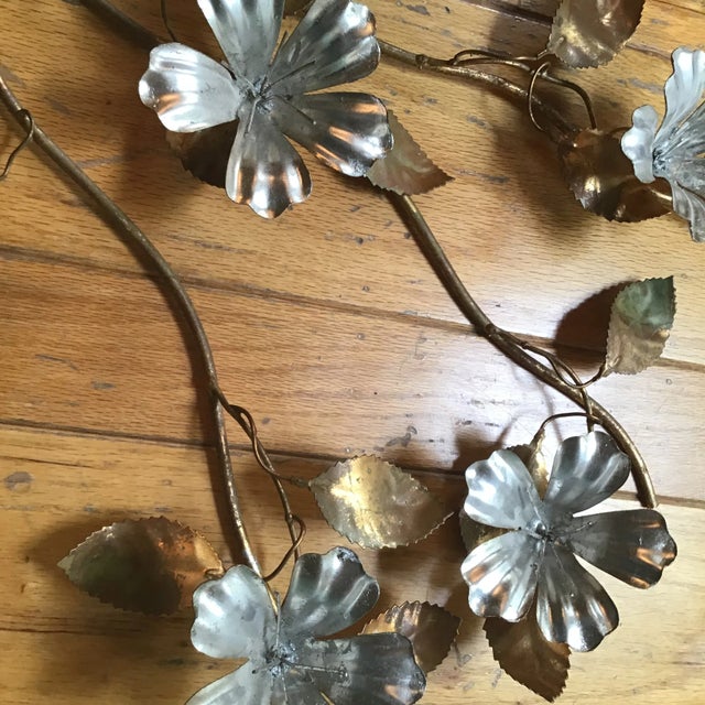 1960s Gold Gilt and Silver Italian Floral Metal Wall Art For Sale - Image 5 of 11