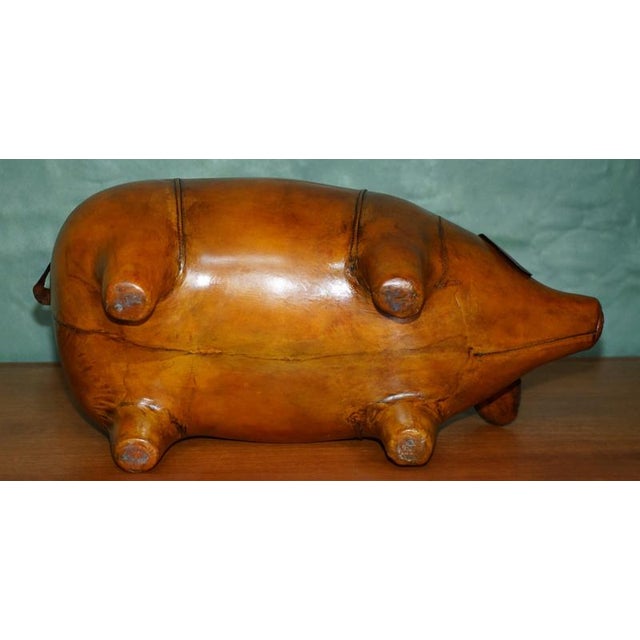 English Omersa Brown Leather Ottoman For Sale - Image 10 of 11