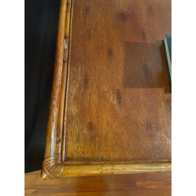 Vintage Bohemian Boho Chic Rattan Bamboo Writing Desk For Sale - Image 9 of 12