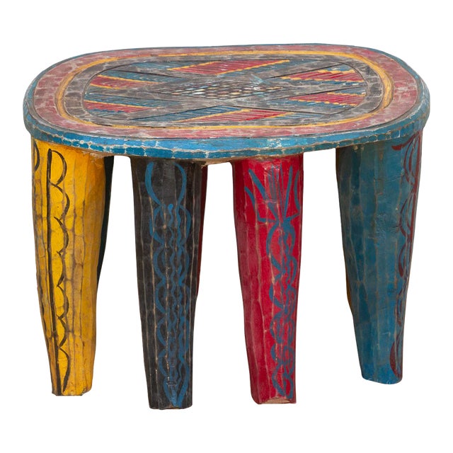 Bold & Colorful Nupe Stool For Sale