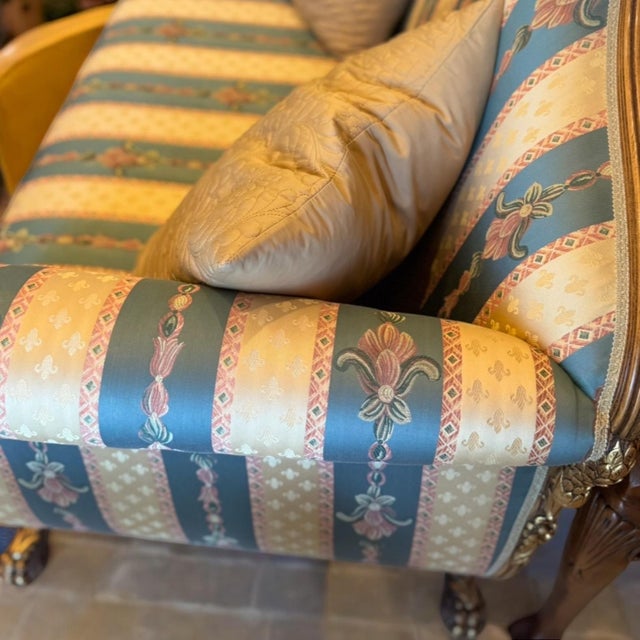 Vintage Italian Import Galimberti Lino 3p Rococo Sofa Couch Loveseat Armchair Set For Sale - Image 11 of 17