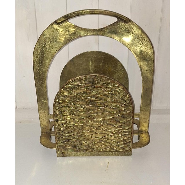 Metal Vintage Brutalist Italian Newspaper Rack in Brass, 1970s For Sale - Image 7 of 7