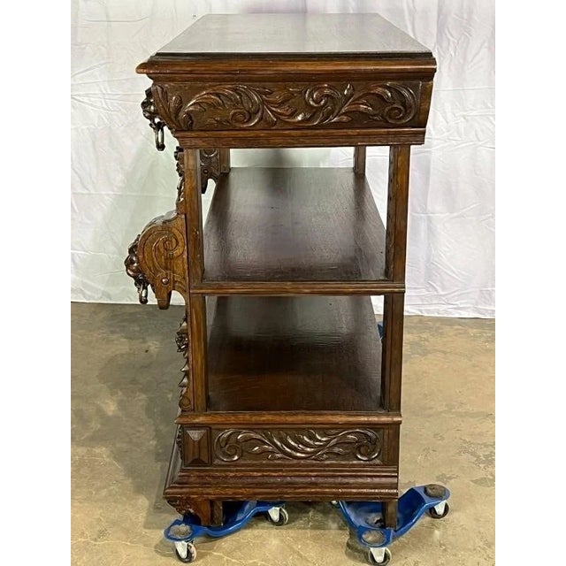 Antique Carved English Oak Server Circa 1880's For Sale - Image 12 of 12