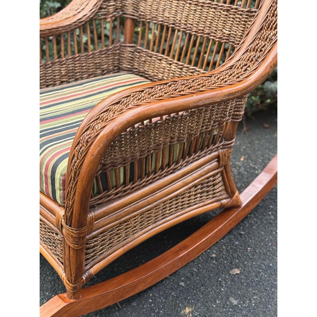 Bar Harbor Woven Wicker and Rattan Rocker For Sale - Image 9 of 12
