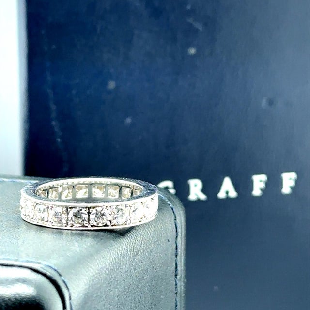 Silver Graff 18ct White Gold Diamond Eternity Ring 1.80ct 5.53g, Size 5.5 For Sale - Image 8 of 14