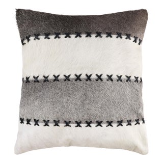 Luxury Striped Genuine Hair-on Cowhide Pillow 18x18 | Handmade For Sale