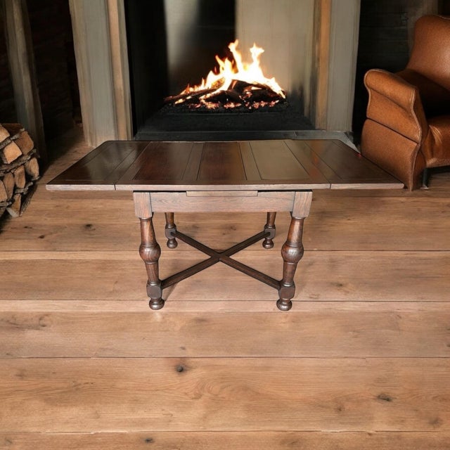 Wood 1930s Draw Leaf Solid Oak Table For Sale - Image 7 of 11