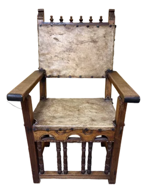 17th Century Baroque Oak/Leather Armchair