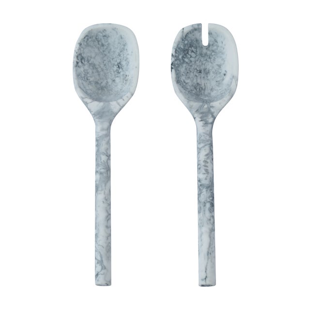 Mera Black & White Resin Serving Spoons - Set of 2 For Sale - Image 4 of 4