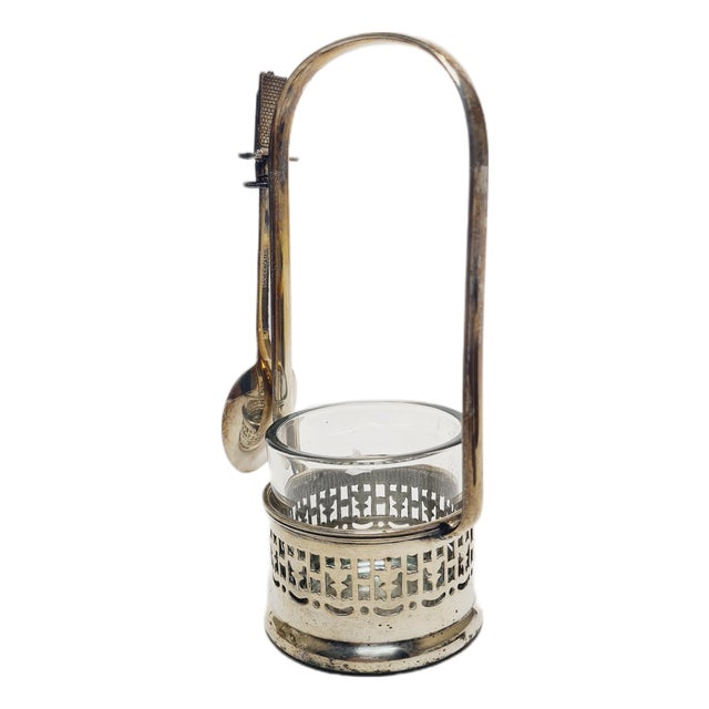 Art Deco Confiturer Jar with Spoon, 1930s, Set of 2 For Sale