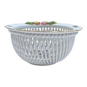 Vintage Herend Widbird & Butterfly Basket Dish
