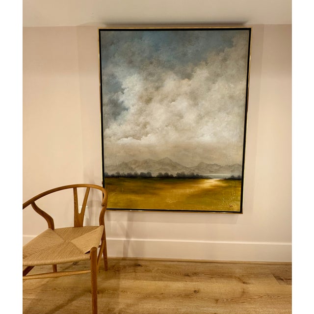 “Souls in Motion” is a large-scale vertical acrylic and gold leaf landscape by American artist Jim Seitz, created in 2019....