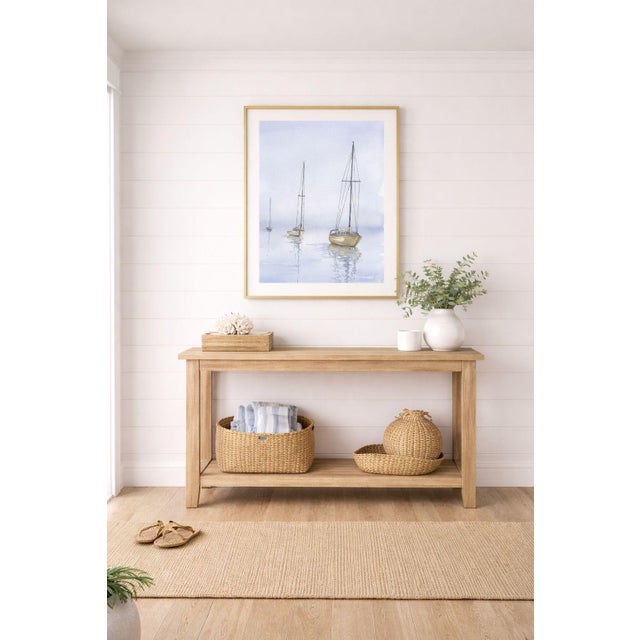 Contemporary Sailboat Wall Art, Minimalist Coastal Seascape Print, Soft Ocean Boat Art Print, 24″ × 36″ For Sale - Image 3 of 9