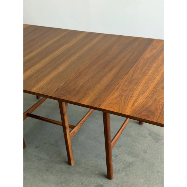 Brown 1960s Walnut Drop Leaf Dining Table by American of Martinsville, Attributed For Sale - Image 8 of 18