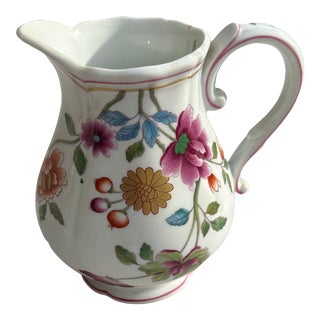 1970s Small Floral Ceramic Pitcher For Sale
