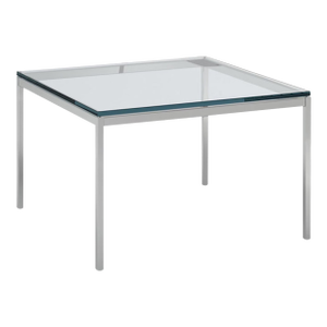 Florence Knoll 23-Inch Square Coffee Table With Satin Chrome Base and Glass Top