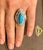 Vintage Natural Marquise Sleeping Beauty Turquoise Ring Set with Diamonds, Platinum 15 Gm Approximately 8 Ct of Sleeping...