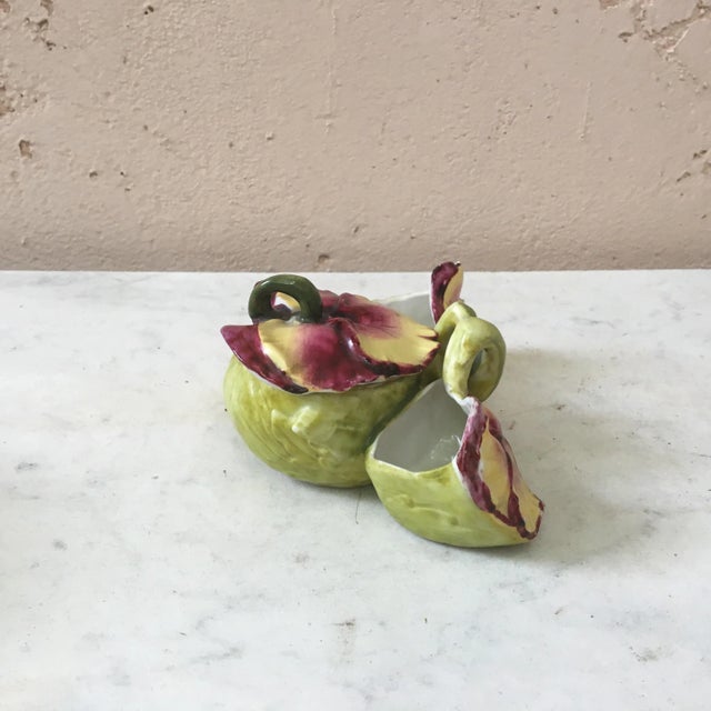 1900s French Porcelain Pansy Salt Cellar For Sale - Image 4 of 6