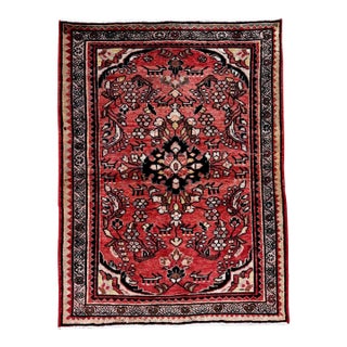 Antique Persian Hamadan Hand-Knotted Rug 3'6" X 4'10" For Sale