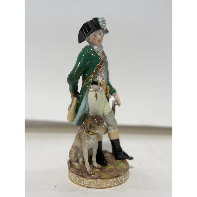 Traditional Rare Meissen Hunter With Dog Porcelain Figure Model J80 For Sale - Image 3 of 9