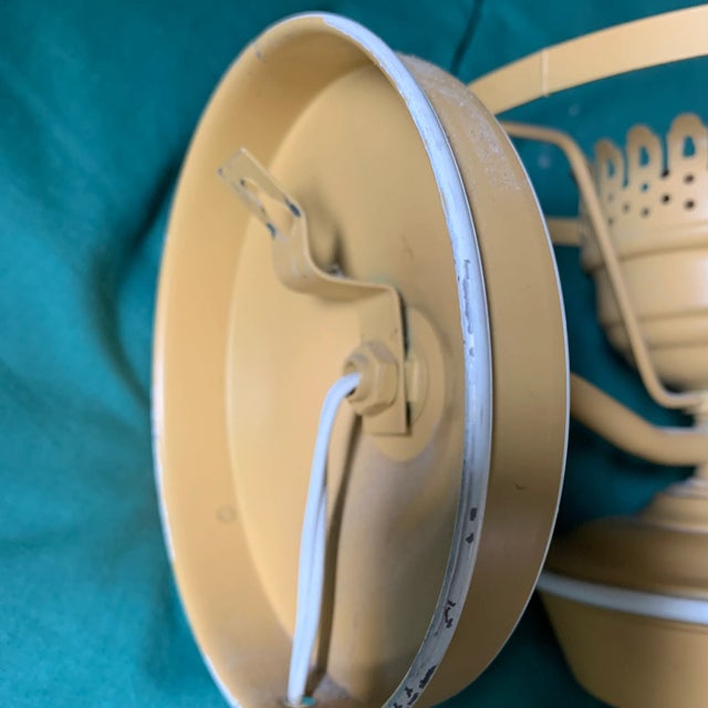 Mid-20th Painted Metal Wall Lamp With Chimney and White Hobnail Glass Shade For Sale - Image 11 of 13