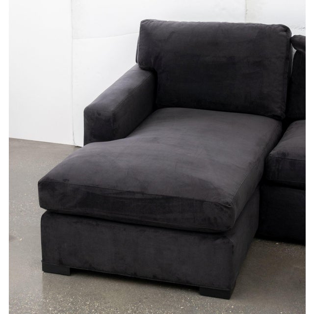Black Modern Dark Velvet Upholstered Modular Sofa For Sale - Image 8 of 14