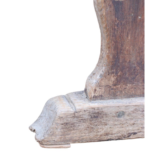 Long French Wabi-Sabi Pine Bench with Sculptural Trestle Supports, 1900 For Sale - Image 9 of 11