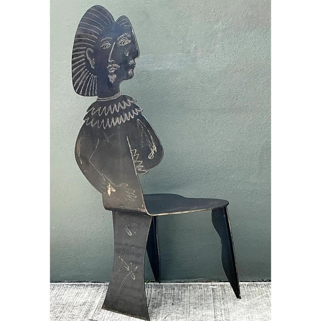 Mid-Century Modern Vintage Robert Moore Cubist Figurative Steele Chair For Sale - Image 3 of 12