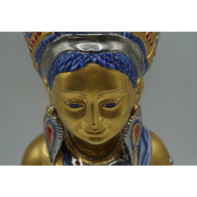 Gold Edoardo Tasca Capodimonte Italy Porcelain Buddhist Deity Bust 24k Gold 13" LTD For Sale - Image 8 of 8
