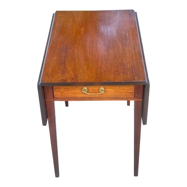 Late 18th Century Antique Hepplewhite Southern Mahogany Pembroke Table With Barber Pole Inlay For Sale
