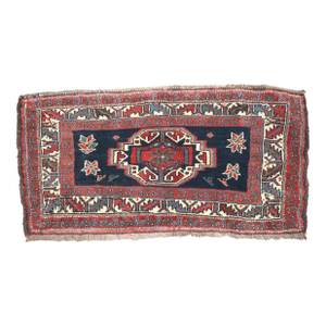 Antique Zabihi Collection Navy Persian Veramin Mini Rug