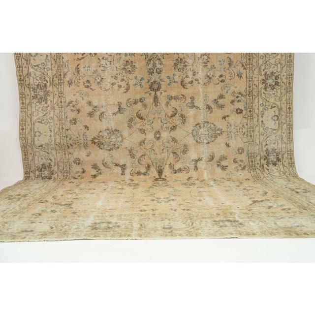 1970s Vintage Turkish Handmade Wool Cotton Beige Area Rug For Sale - Image 9 of 12
