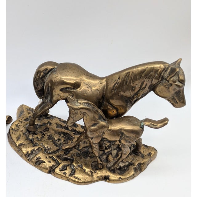 Mid-Century Modern 1960s Mid-Century Modern Solid Brass Mare & Foal Statue For Sale - Image 3 of 5