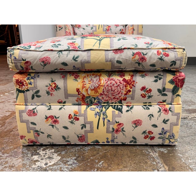 Yellow Bespoke Floral Upholstered Chaise For Sale - Image 8 of 12
