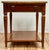 Vintage rich wood side table with brass capped carved wood legs from Drexel Furniture. Ample size. Table has one drawer...