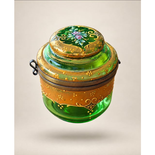 Antique Moser art glass dresser box dates back to the late Victorian era (circa 1880–1900), crafted during the height of...