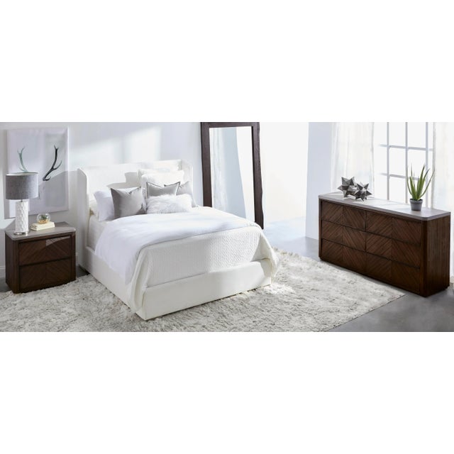 Stewart Upholstered Oak Bed, Queen For Sale - Image 9 of 11