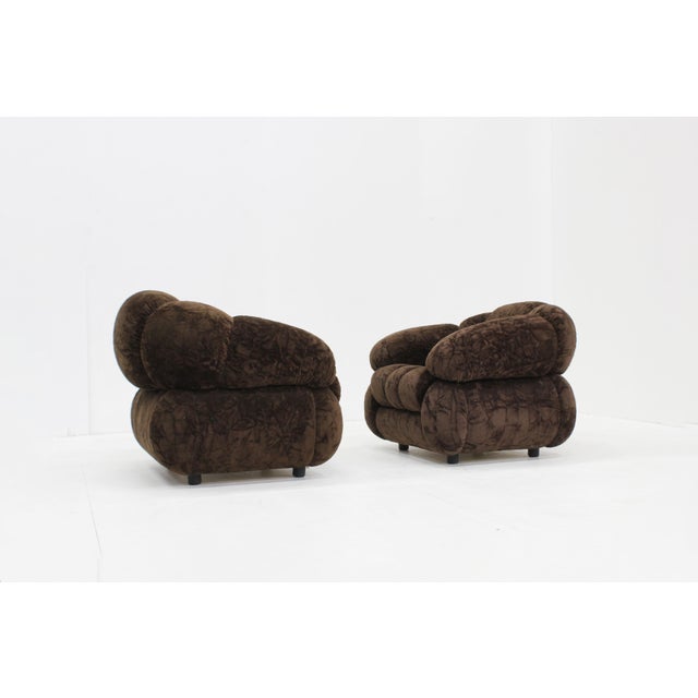Vintage Italian Chairs in Brown Velvet, 1970s, Set of 2 For Sale - Image 12 of 13