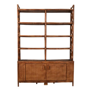 Vintage Bamboo and Rattan Bookcase, 1960s For Sale