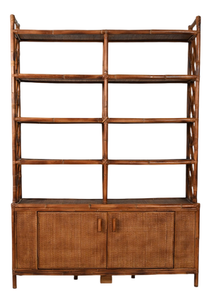 Vintage Bamboo and Rattan Bookcase, 1960s