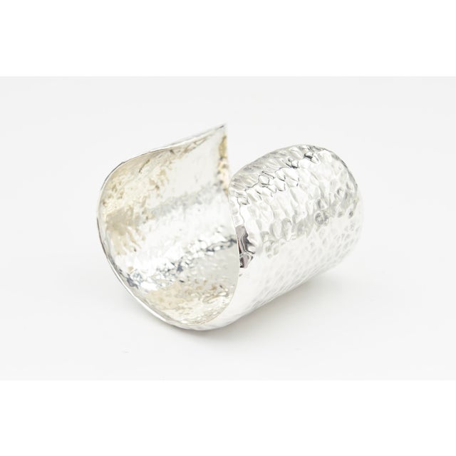 Silver Late 20th Century Sterling Silver Hammered Cuff Bracelet For Sale - Image 8 of 9