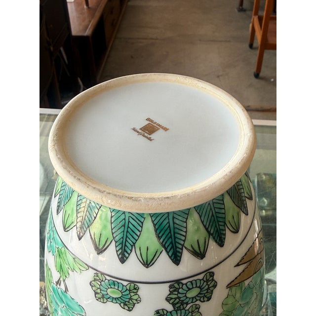 White Gold Imari Hand Painted Porcelain Vase For Sale - Image 8 of 8