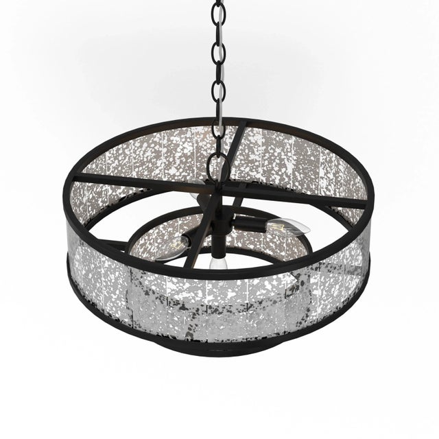 Metal Chelsea 4-Light Mirrored Two-Tier Drum Chandelier For Sale - Image 7 of 8