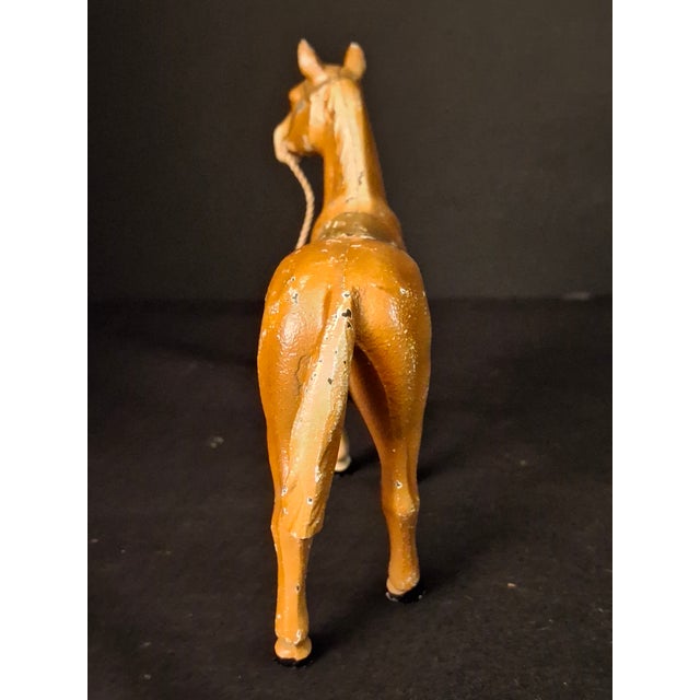 Hubley Manufacturing Company Antique Hubley Cast Iron Standing Horse Figurine, Saddle & Reins, Original Paint C. 1920s For Sale - Image 4 of 11