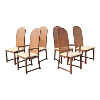 1960s Milo Baughman for Directional Cane Back Dining Chairs in Walnut -Set of 6 For Sale