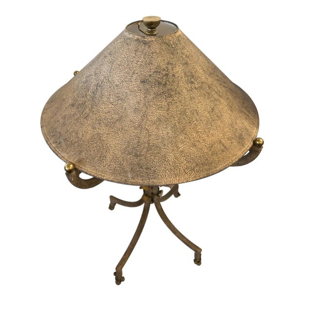 Rustic Unique Metal Table Lamp With Brass Accents by Designer Charles Hart For Sale - Image 3 of 10