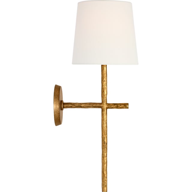 Collette 23" Tail Sconce in Gilded Iron with Linen Shade Designer: Suzanne Kasler Finish: Gilded Iron Height: 23" Width:...